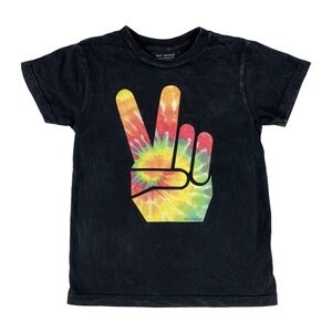 Tiny Whales Black Peace Out Short Sleeve Tee
